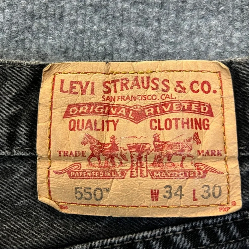 VTG Levi's 550 Relaxed Fit Jeans Men's Black Denim Distressed Straight - 34X30